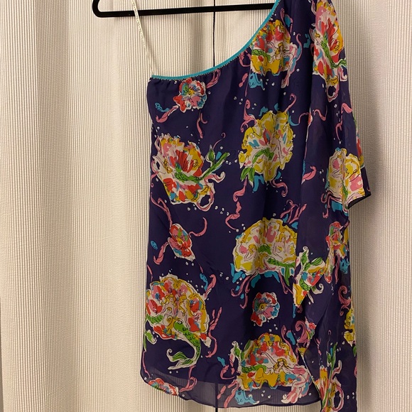 Lilly Pulitzer Blake Chiffon One Shoulder Dress - Picture 3 of 4